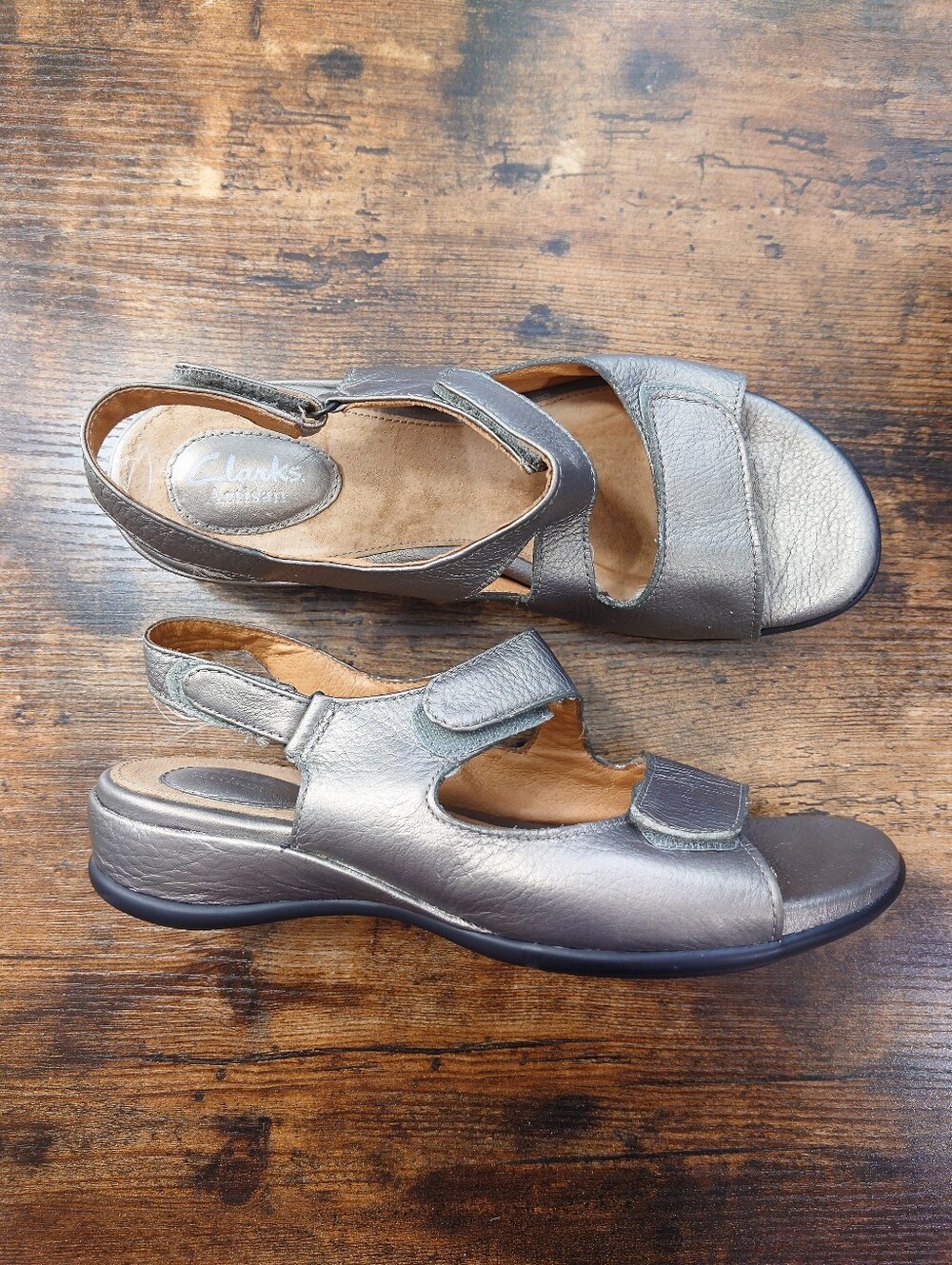 Clarks Artisan Leather Comfort Slingback Sandals Bronze Metallic Size 7,5